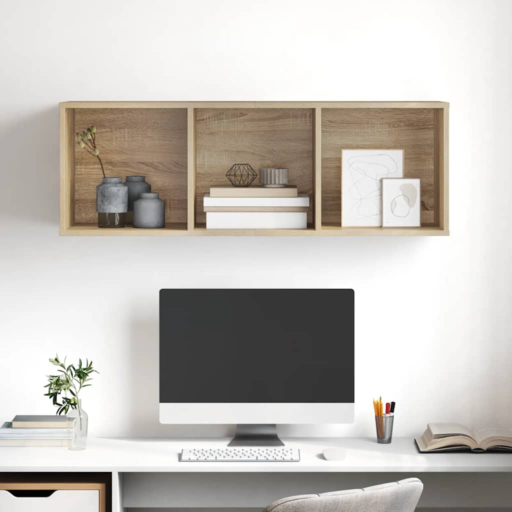 væghængt tv-skab 37x37x107 cm konstrueret træ sonoma-eg