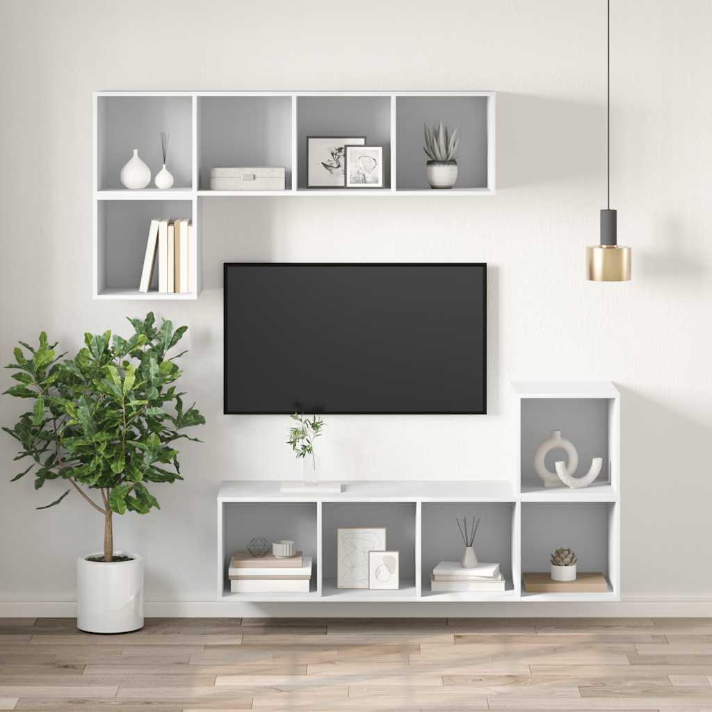 væghængt tv-skab 37x37x142,5 cm konstrueret træ hvid