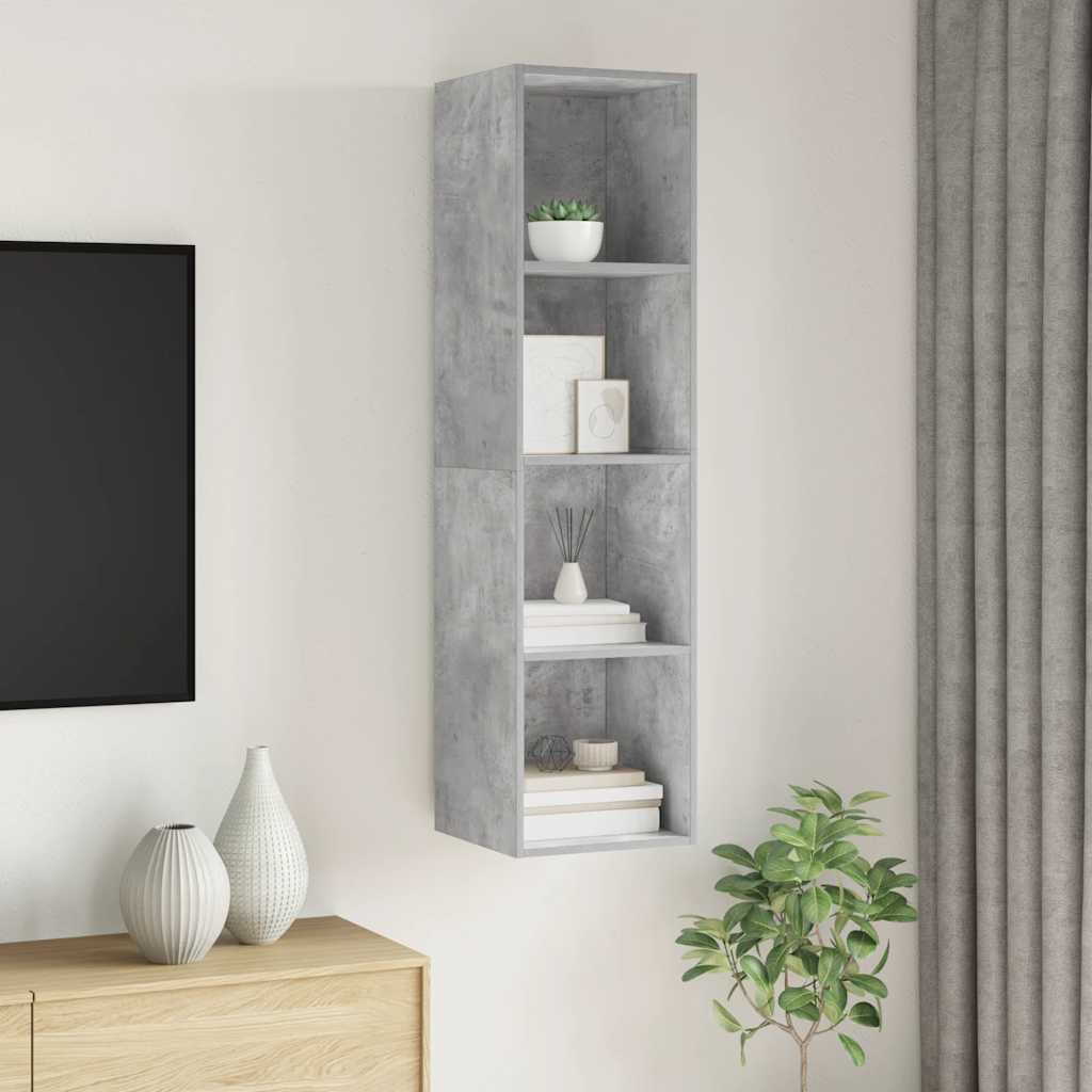 væghængt tv-skab 37x37x142,5 cm konstrueret træ betongrå
