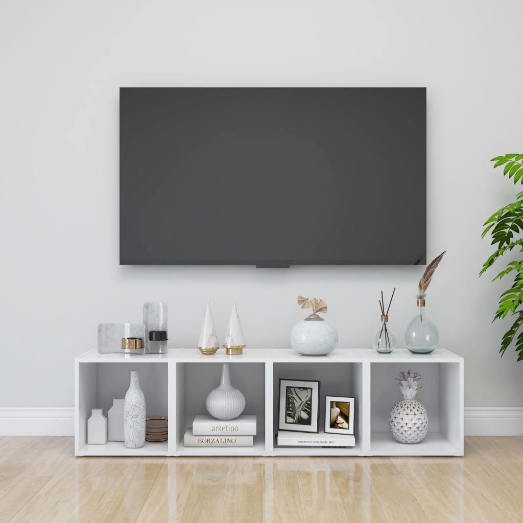 tv-bord 37x35x37 cm konstrueret træ hvid