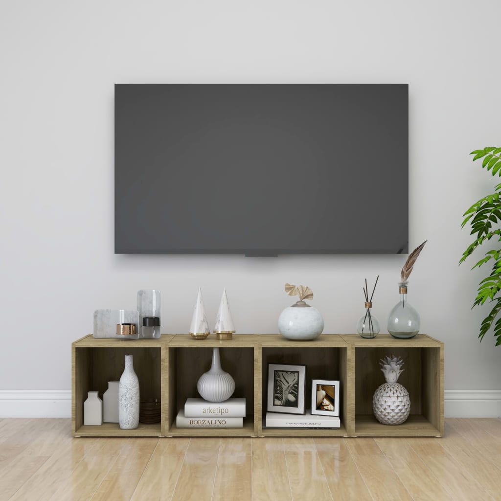 tv-bord 37x35x37 cm konstrueret træ sonoma-eg