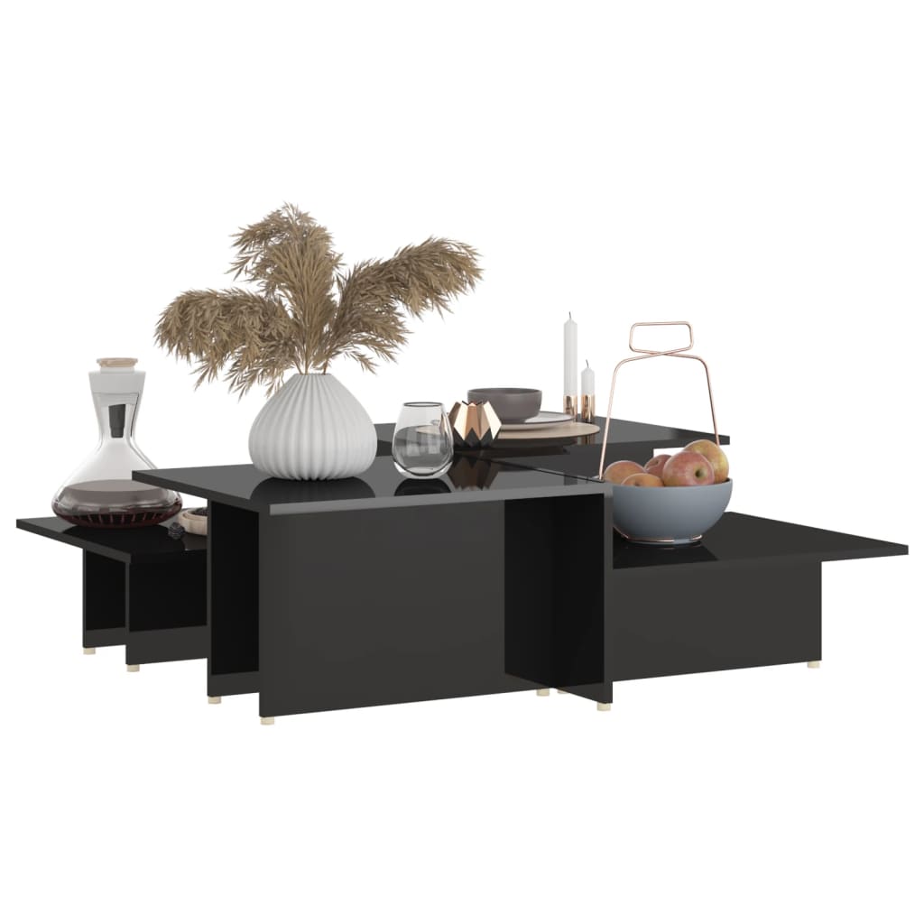 sofabord 2 stk. 111,5x50x33 cm konstrueret træ sort højglans