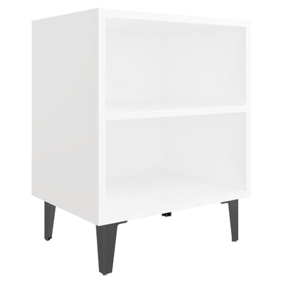 sengebord med metalben 40x30x50 cm hvid