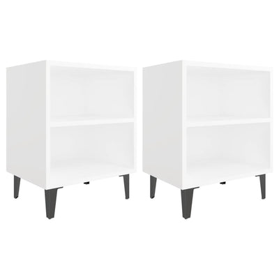 sengeborde 2 stk. med metalben 40x30x50 cm hvid