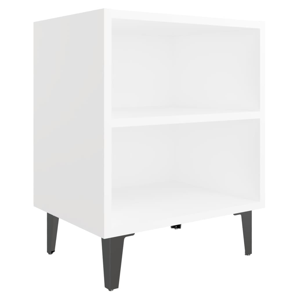 sengeborde 2 stk. med metalben 40x30x50 cm hvid