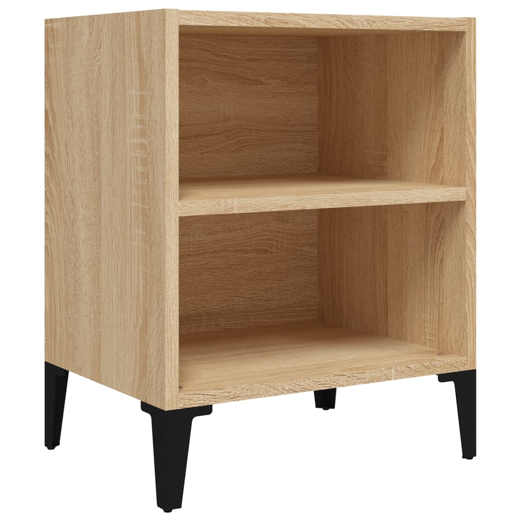 sengebord med metalben 40x30x50 cm sonoma-eg