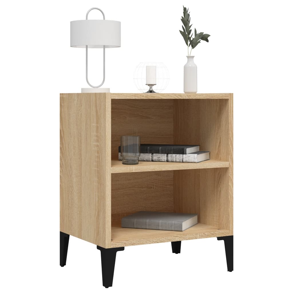 sengebord med metalben 40x30x50 cm sonoma-eg