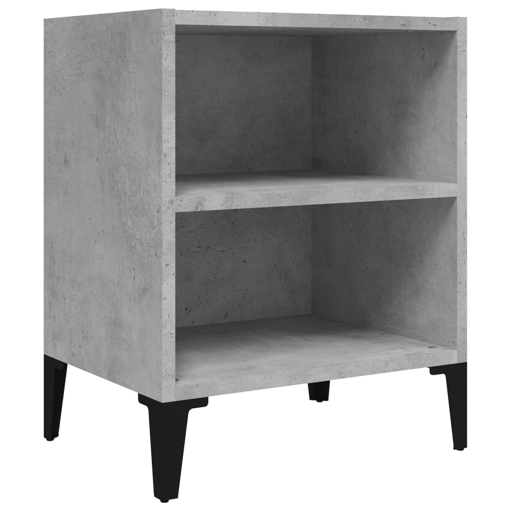 sengeborde med metalben 40x30x50 cm betongrå