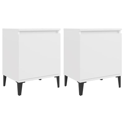 sengeborde med metalben 40x30x50 cm hvid