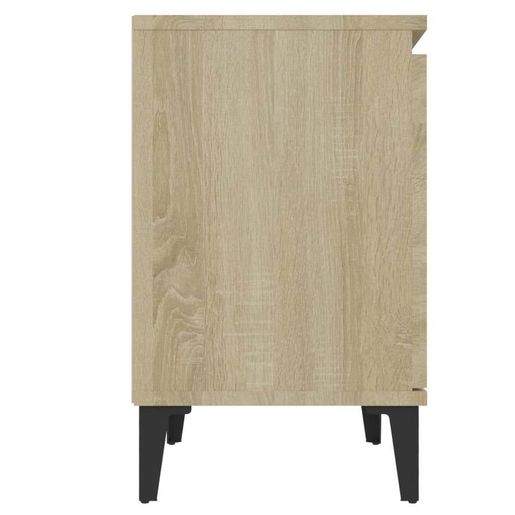 sengebord med metalben 40x30x50 cm sonoma-eg