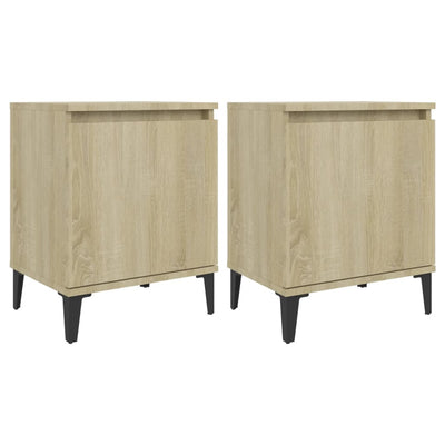 sengeborde med metalben 40x30x50 cm sonoma-eg