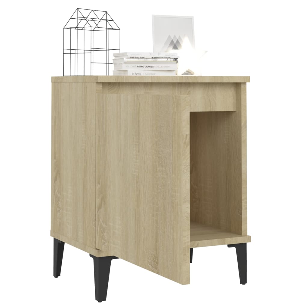 sengeborde med metalben 40x30x50 cm sonoma-eg