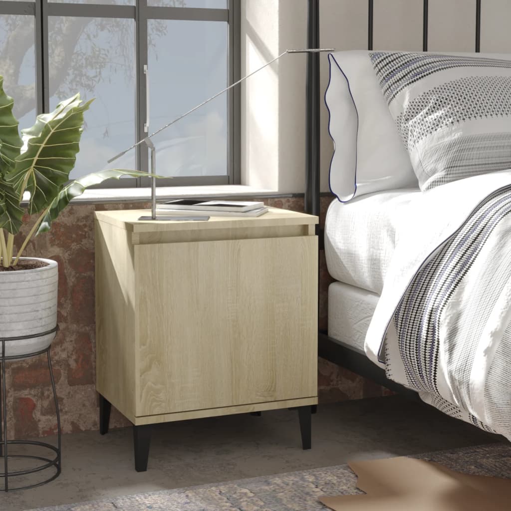 sengeborde med metalben 40x30x50 cm sonoma-eg