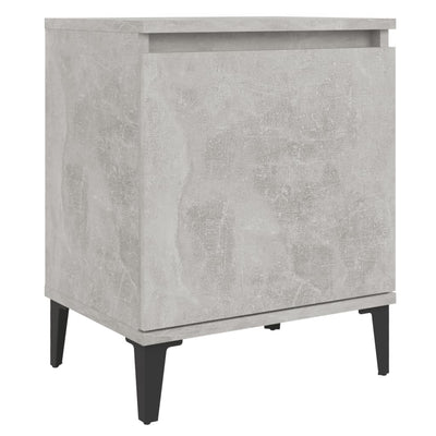 sengebord med metalben 40x30x50 cm betongrå