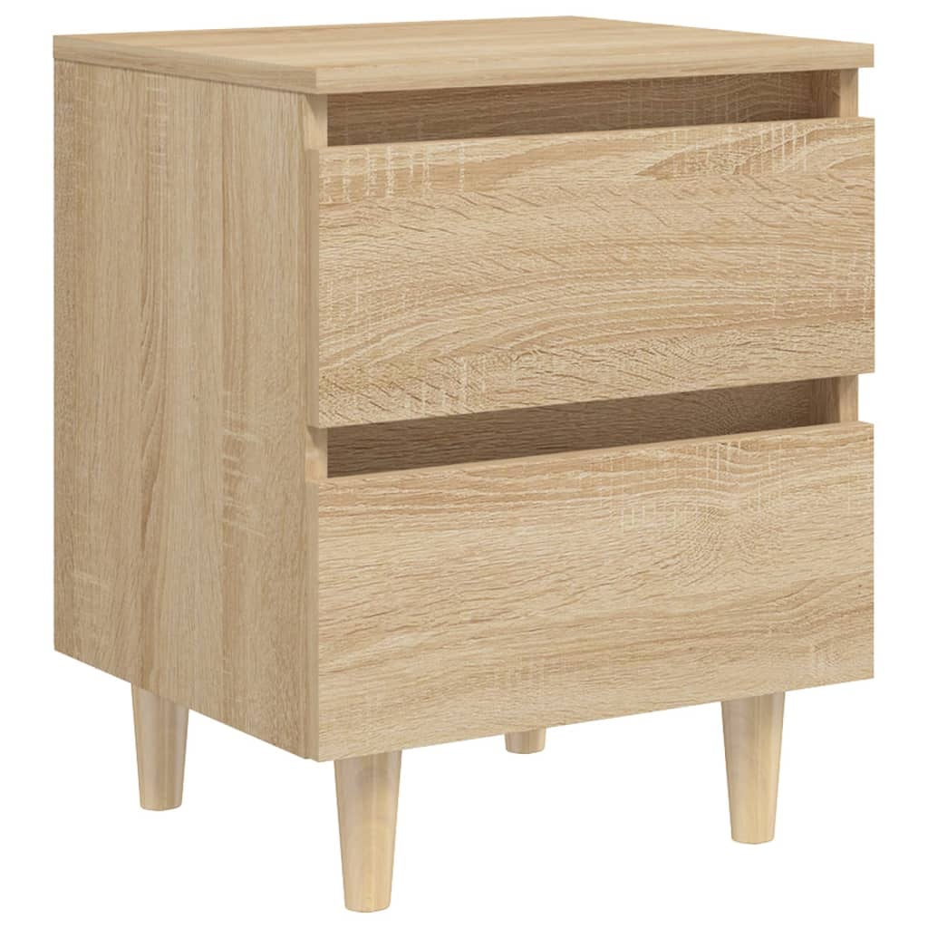 sengeskab med ben i massivt fyrretræ 2stk. 40x35x50cm sonoma-eg