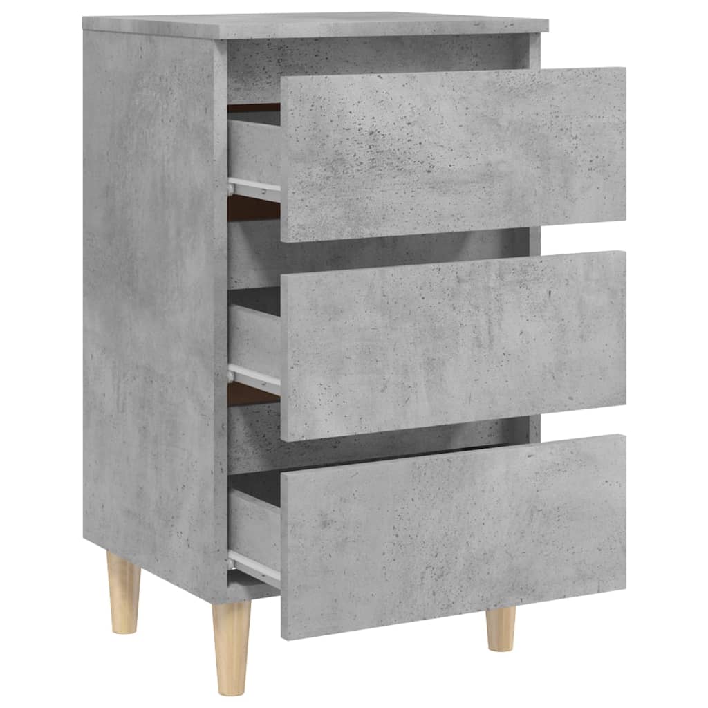 sengeskab m. massive træben 40x35x69 cm betongrå