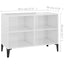 tv-skab med metalben 69,5x30x50 cm hvid højglans