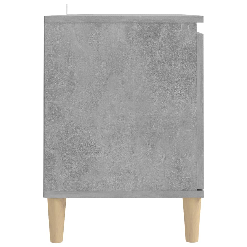 tv-bord med massive træben 103,5x35x50 cm betongrå
