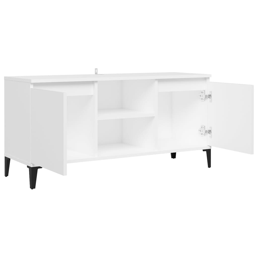 tv-skab med metalben 103,5x35x50 cm hvid