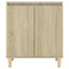skænk med massive træben 60x35x70 cm konstrueret træ sonoma-eg
