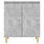 skænk med massive træben 60x35x70 cm konstrueret betongrå
