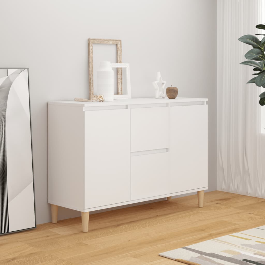 skænk 101x35x70 cm konstrueret træ hvid
