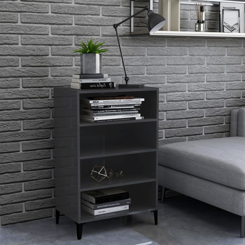 skænk 57x35x90 cm konstrueret træ grå højglans