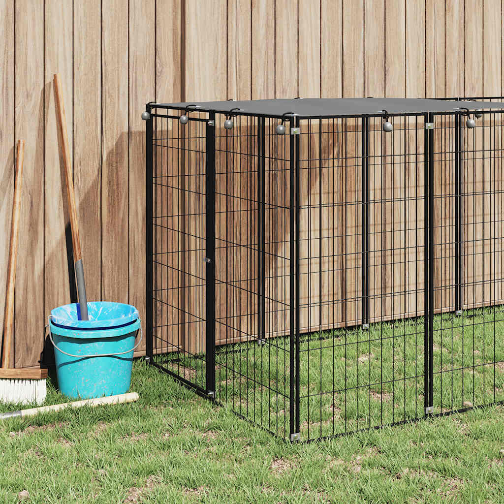 hundeløbegård 330x110x110 cm stål sort