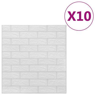 3D vægklistermærker 10 stk. selvklæbende murstensdesign hvid