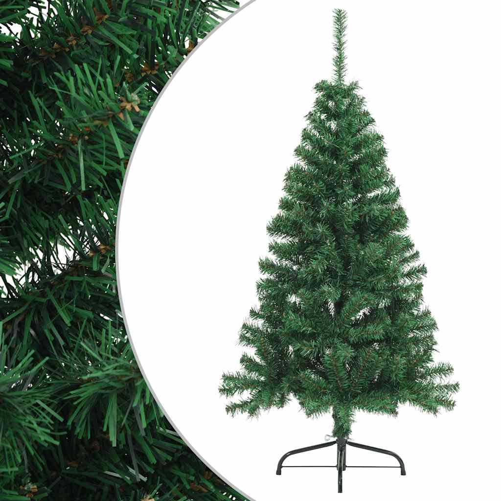 kunstigt halvt juletræ med juletræsfod 120 cm PVC grøn