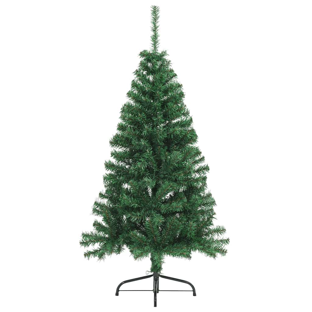 kunstigt halvt juletræ med juletræsfod 120 cm PVC grøn