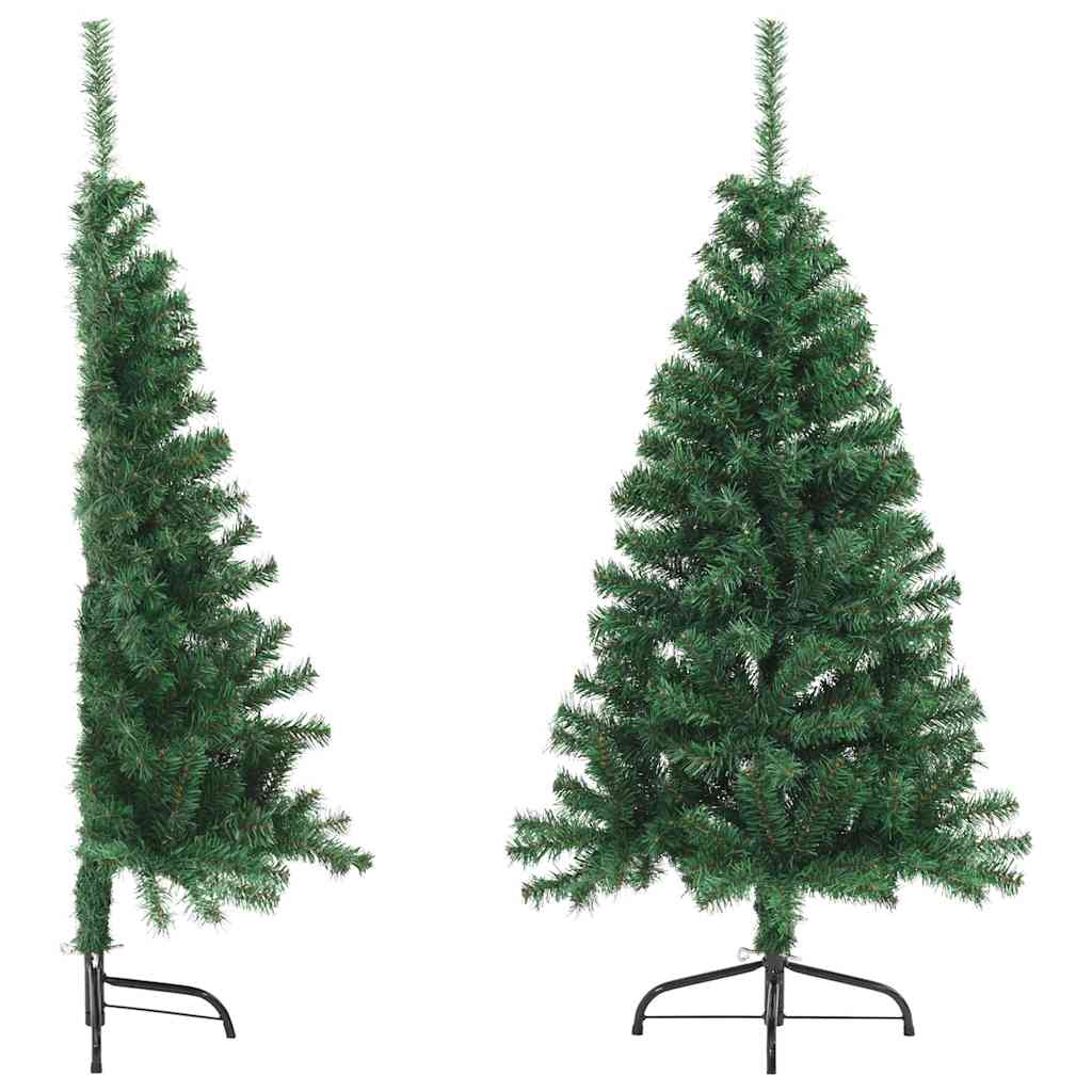 kunstigt halvt juletræ med juletræsfod 120 cm PVC grøn
