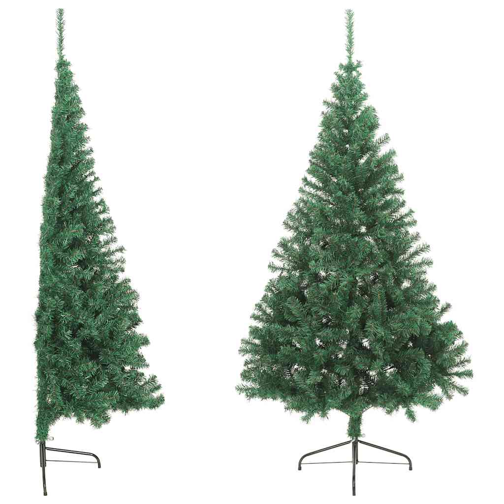 kunstigt halvt juletræ med juletræsfod 240 cm PVC grøn