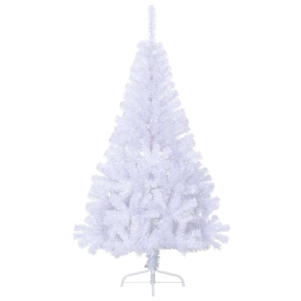 kunstigt halvt juletræ med juletræsfod 150 cm PVC hvid