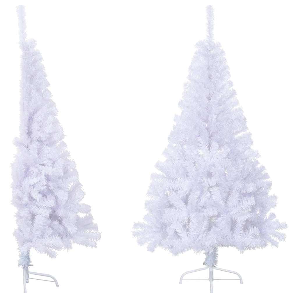 kunstigt halvt juletræ med juletræsfod 150 cm PVC hvid