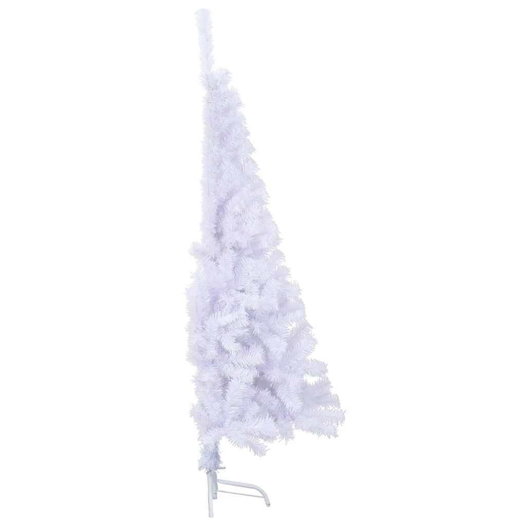 kunstigt halvt juletræ med juletræsfod 150 cm PVC hvid