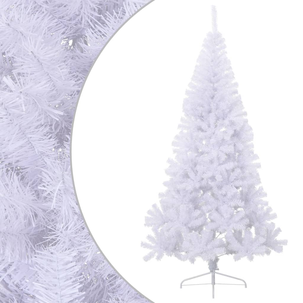 kunstigt halvt juletræ med juletræsfod 240 cm PVC hvid