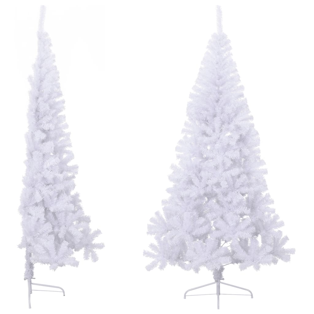 kunstigt halvt juletræ med juletræsfod 240 cm PVC hvid