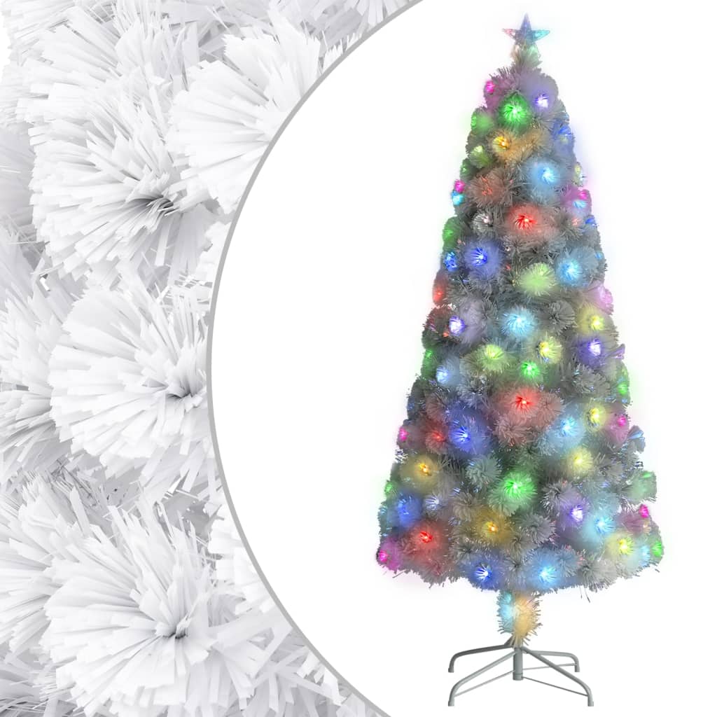 kunstigt juletræ med lys 150 cm fiberoptisk hvid