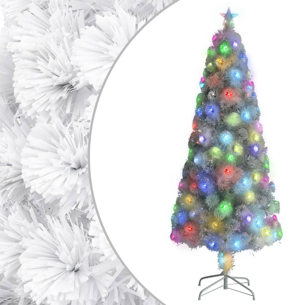 kunstigt juletræ med lys 240 cm fiberoptisk hvid