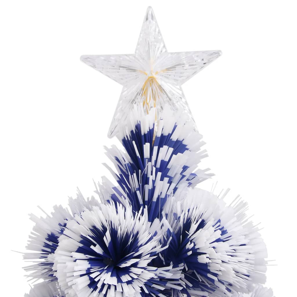 kunstigt juletræ med lys 64 cm fiberoptisk hvid og blå