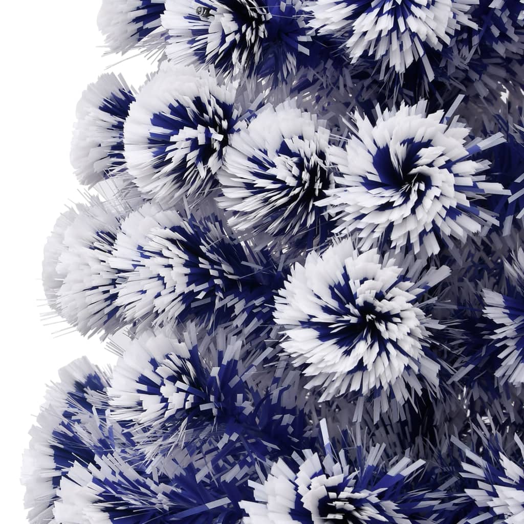 kunstigt juletræ med lys 150 cm fiberoptisk hvid og blå