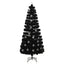 juletræ med LED-snefnug 210 cm fiberoptik sort