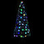 juletræ med LED-snefnug 210 cm fiberoptik sort