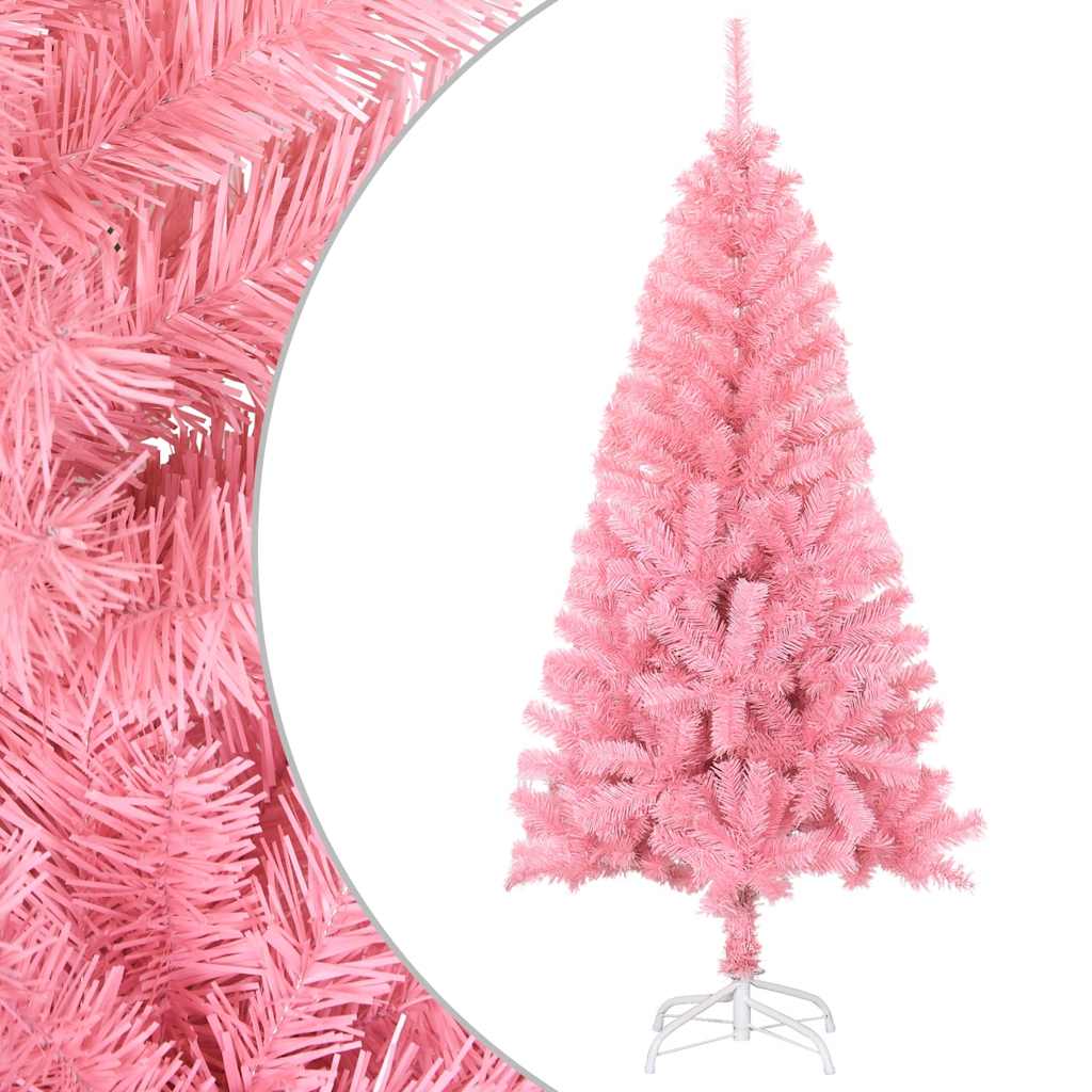 kunstigt juletræ med fod 120 cm PVC lyserød