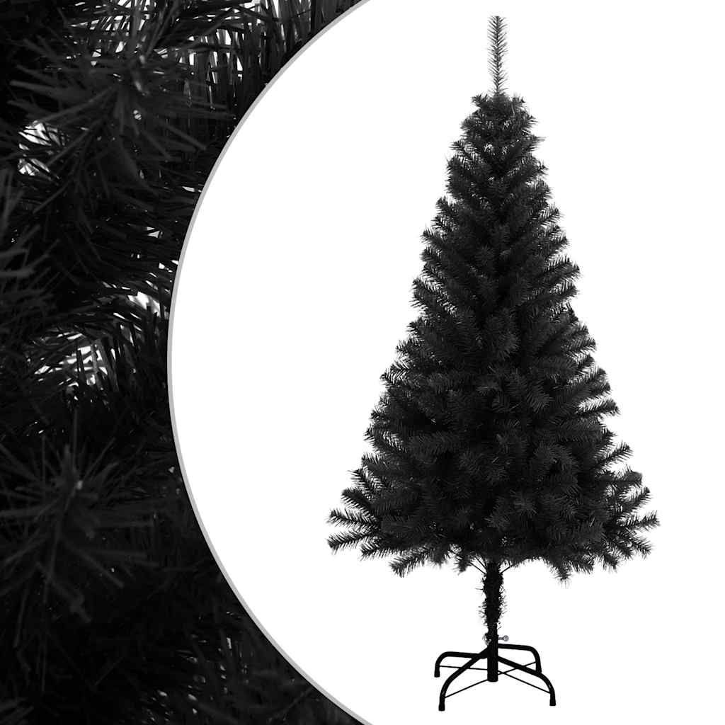 kunstigt juletræ med fod 120 cm PVC sort