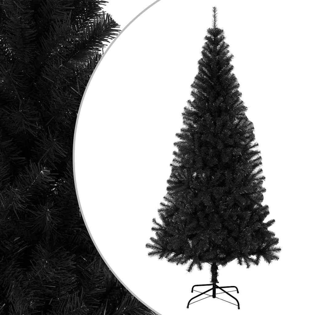 kunstigt juletræ med juletræsfod 240 cm PVC sort