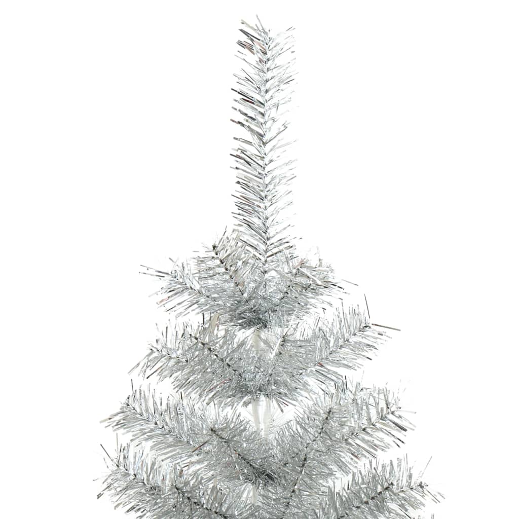 kunstigt juletræ med juletræsfod 120 cm PET sølvfarvet