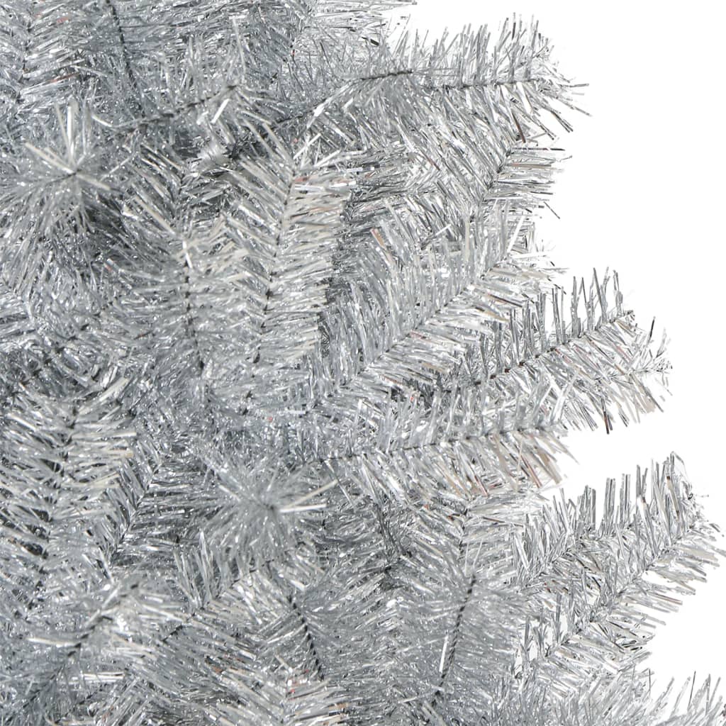 kunstigt juletræ med juletræsfod 120 cm PET sølvfarvet