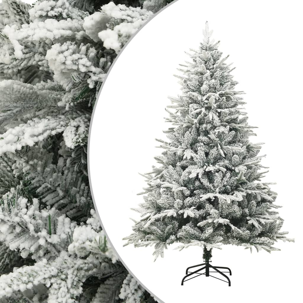 kunstigt juletræ med puddersne 150 cm PVC og PE grøn